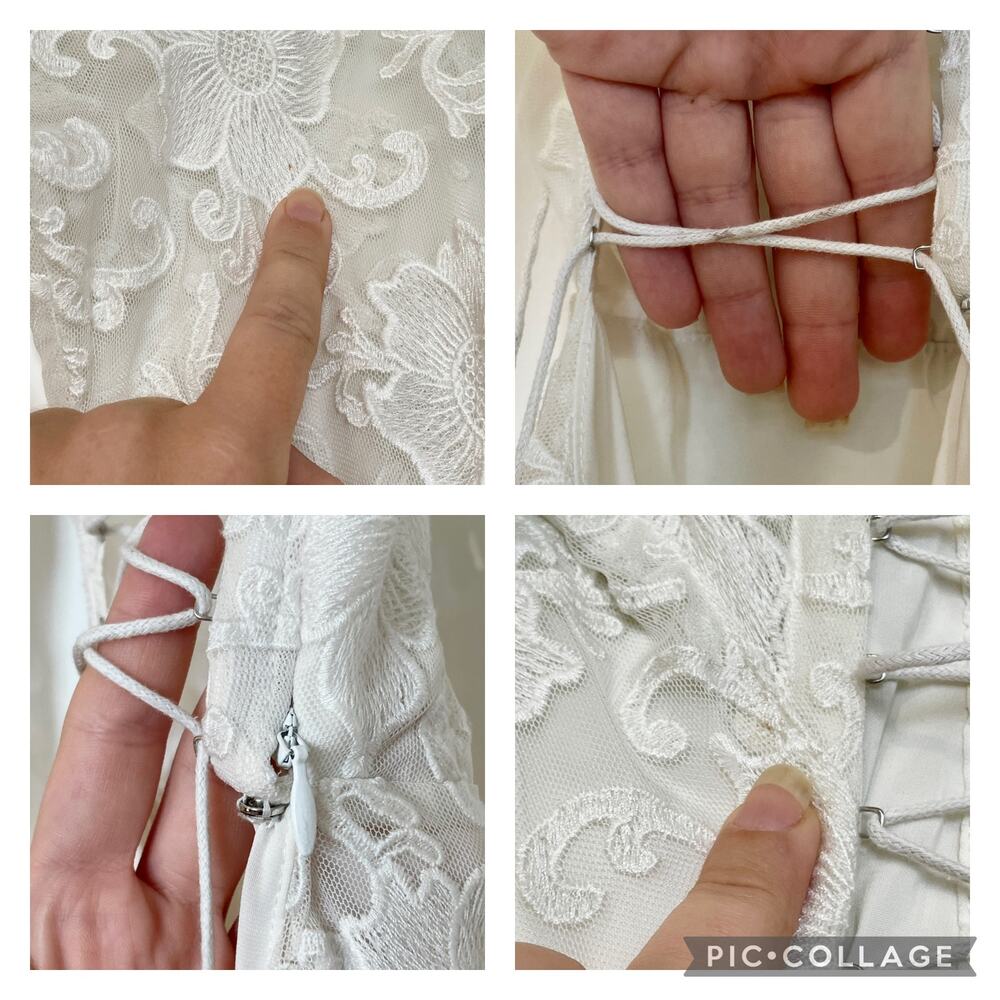 For Love & Lemons Jolene Lace Up Dress White And Bridal Shower Bachelorette sz S - Picture 12 of 15